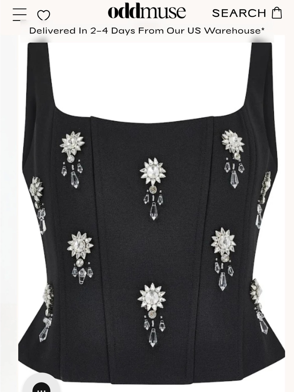 Odd Muse Black Crystal Corset Bustier Top - Picture 2 of 6